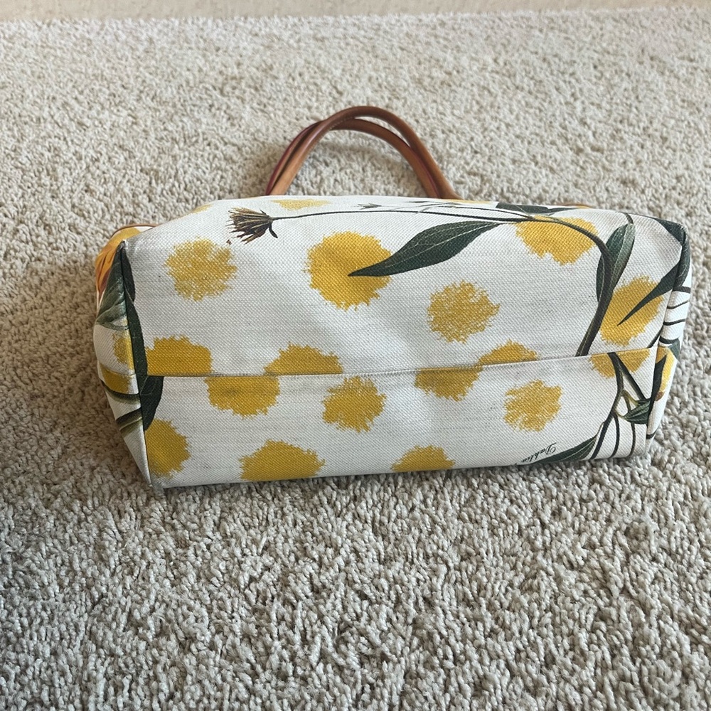 Dooney & Bourke Yellow Floral Tote with Tan Leather Handles - Picture 8 of 8